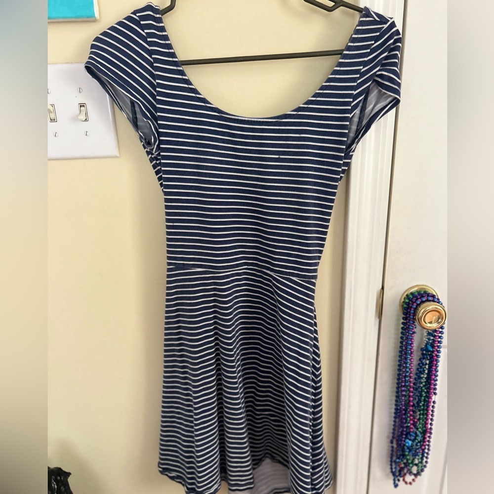 Blue and white dress